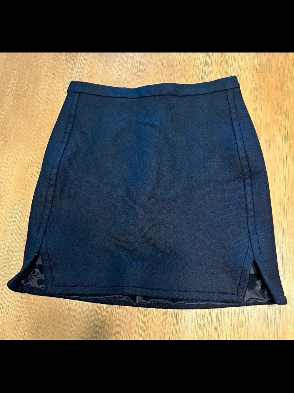 J. Crew Black Wool Mini Skirt with Side Slits